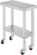 Stainless Steel Work Table with Wheels 24 x 12 x 32 Inch M221912