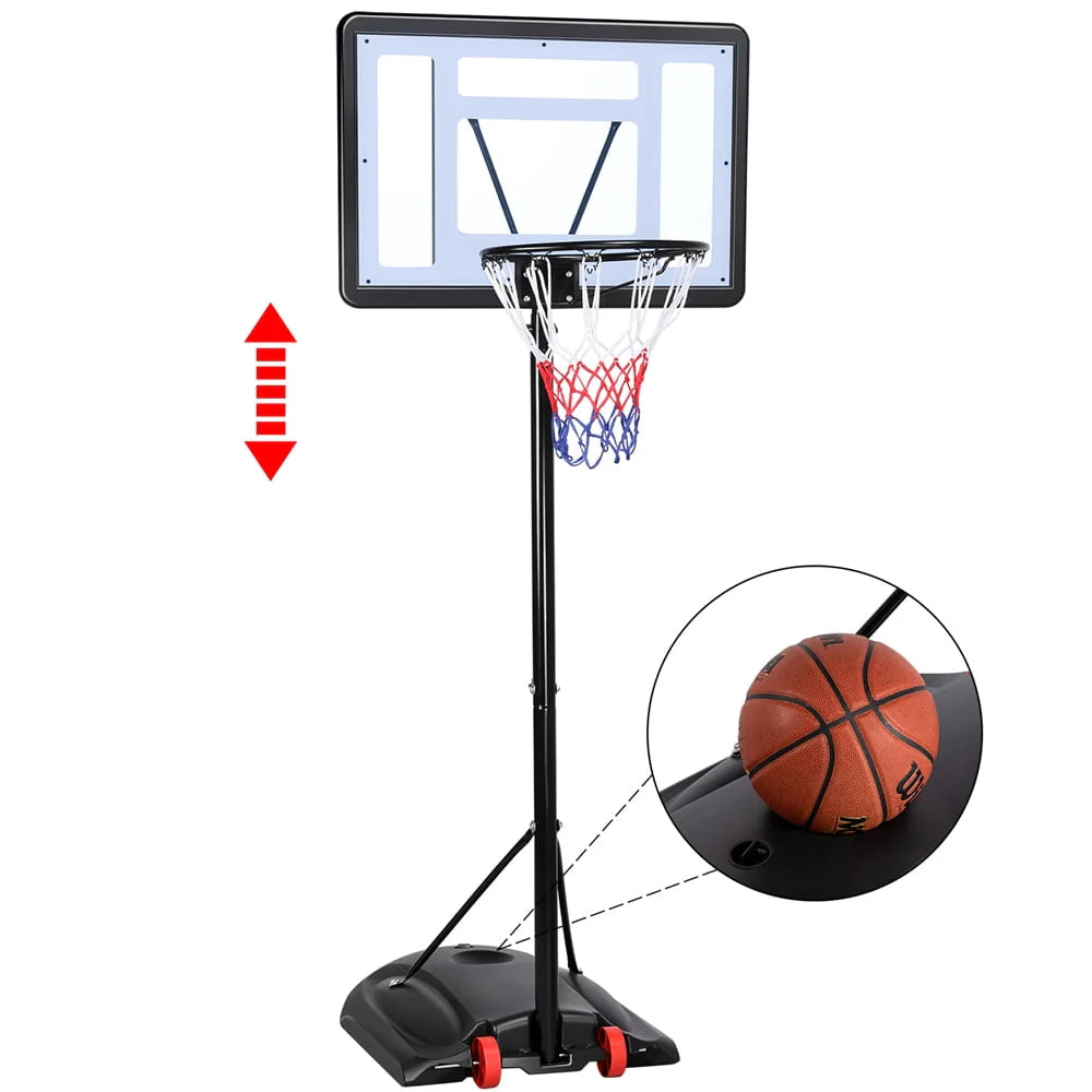 Height Adjustable Portable Basketball System with Wheels and Weighted Base F66942