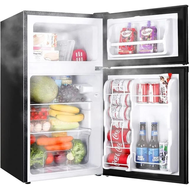 3.2 Cu.ft Double Door Mini Fridge with Freezer H8253