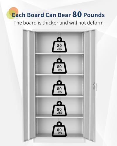 Tall Metal Storage Cabinet with Doors Shelves Lock H28711