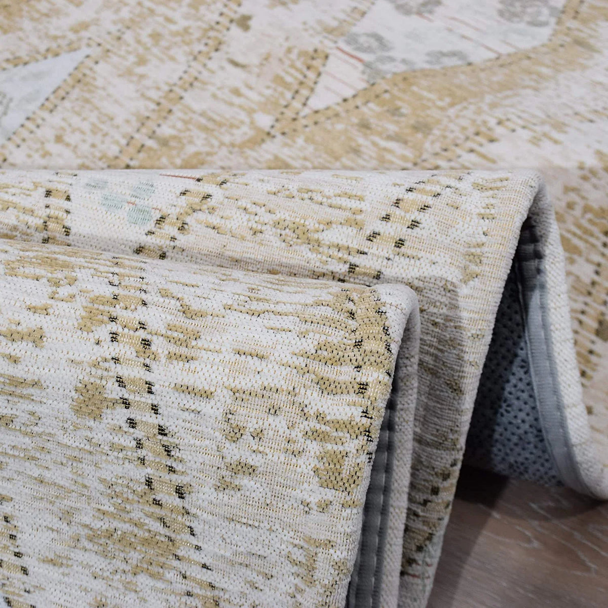 Beige & Cream Flat Weave 2.3'x9' Machine Washable Non Slip Runner Rug W95320