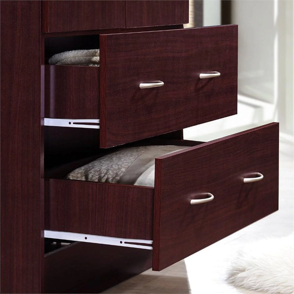 2 Piece Bedroom Set with Captain Bed and 2 Door Armoire in Mahogany M917