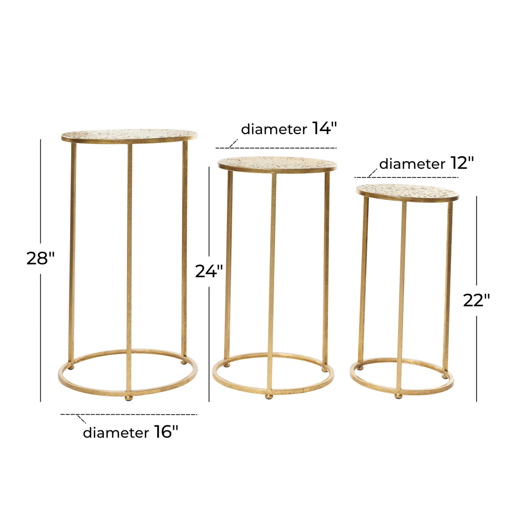 16" x 28" Gold Metal Nesting Accent Table, 3-Pieces W8099