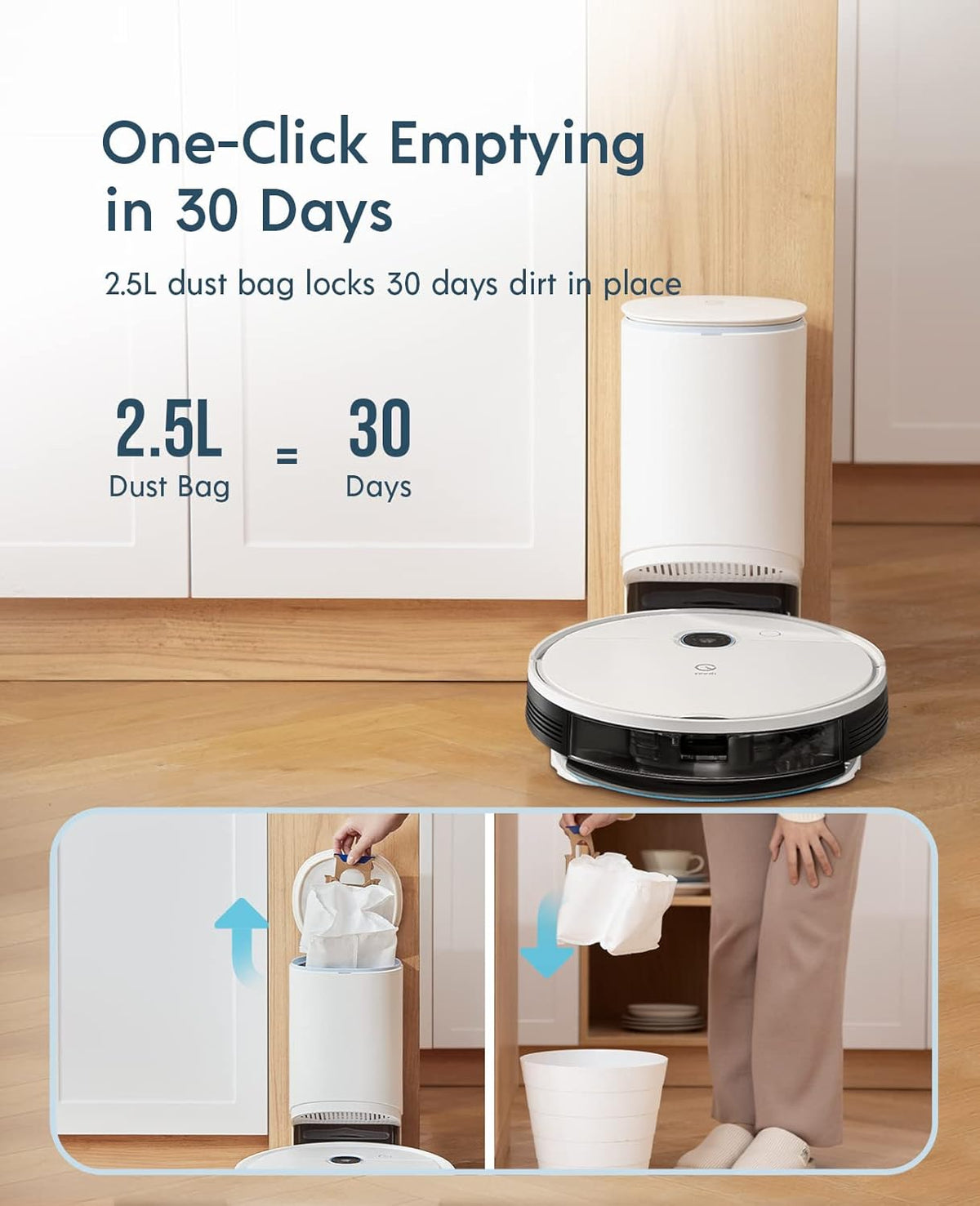 Robot Vacuum and Mop, Self-Emptying 3 in 1, 3000Pa Suction H9068
