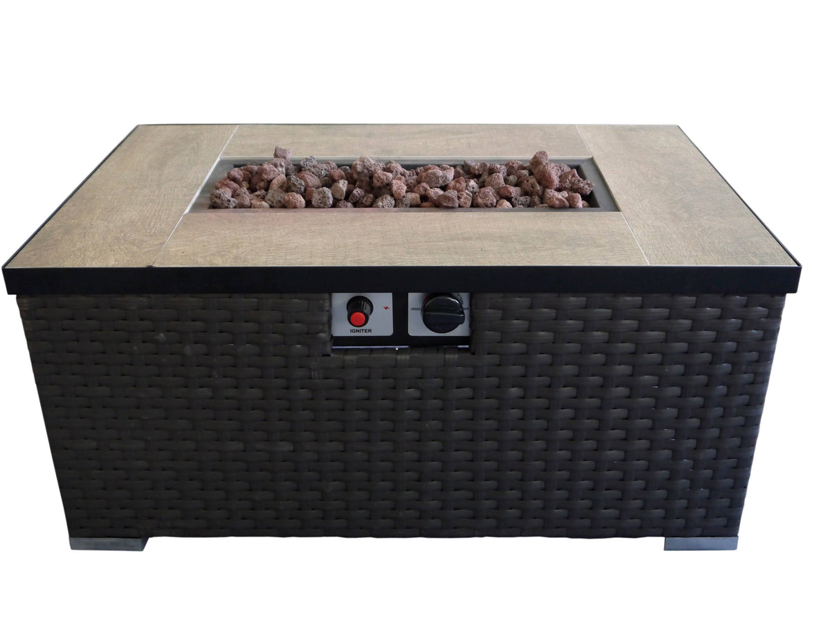 Dark Brown Woven Fire Pit Table X298