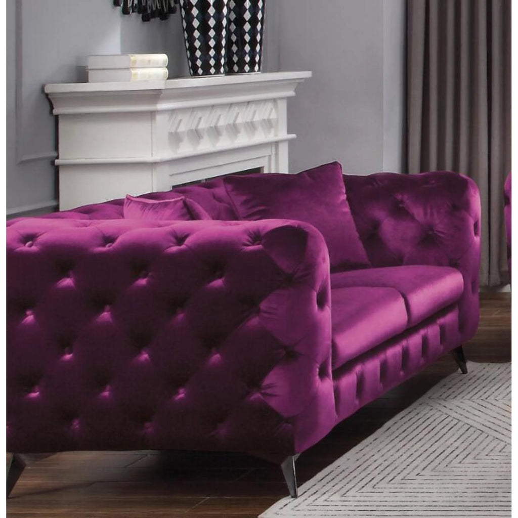 Purple Fabric Loveseat L635408