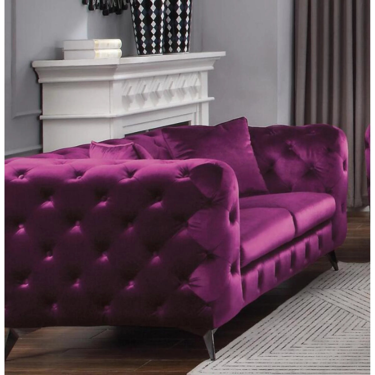 Purple Fabric Loveseat L635408