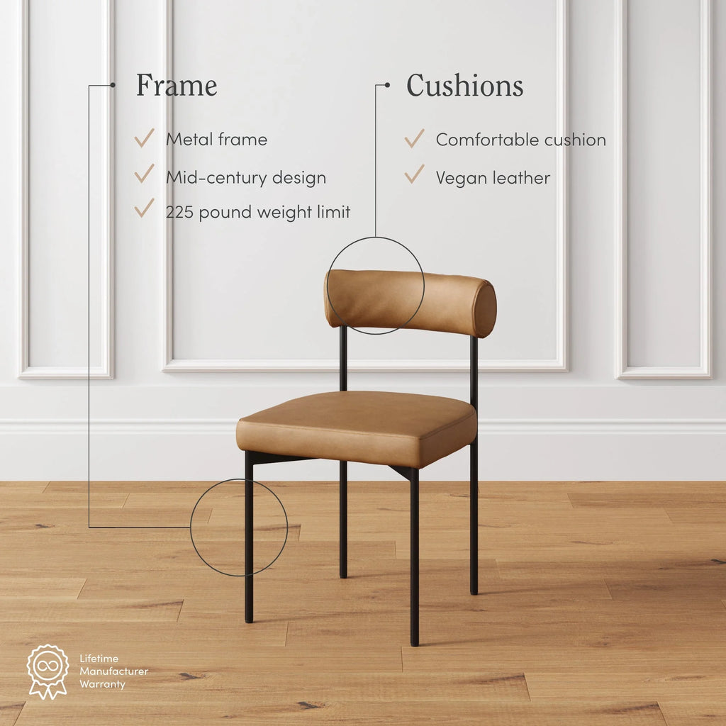 Brown Vegan Leather Dining Chair with Metal Legs Q134791