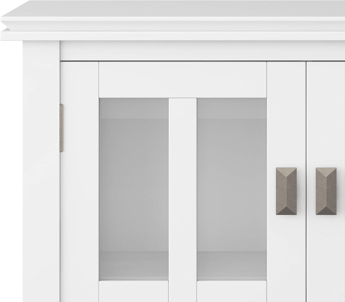White 30 inch Wide Low Storage Cabinet with 2 Tempered Glass Doors Y401