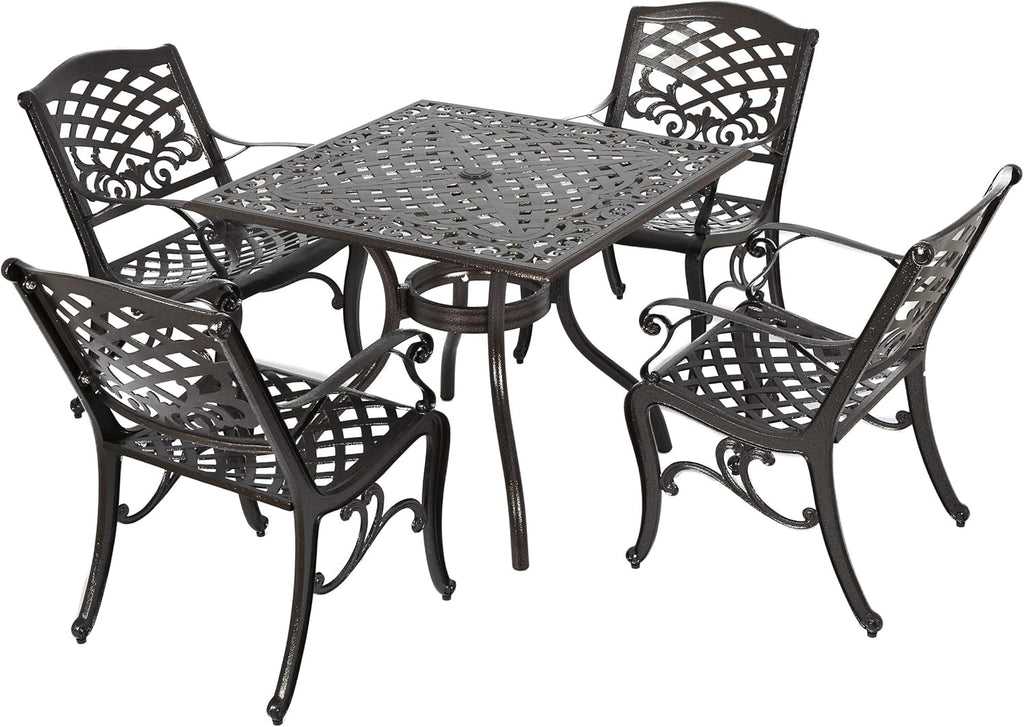 Hammered Bronze Cast Aluminum 5 Pcs Outdoor Dining Set D794