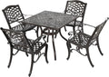 Hammered Bronze Cast Aluminum 5 Pcs Outdoor Dining Set D794