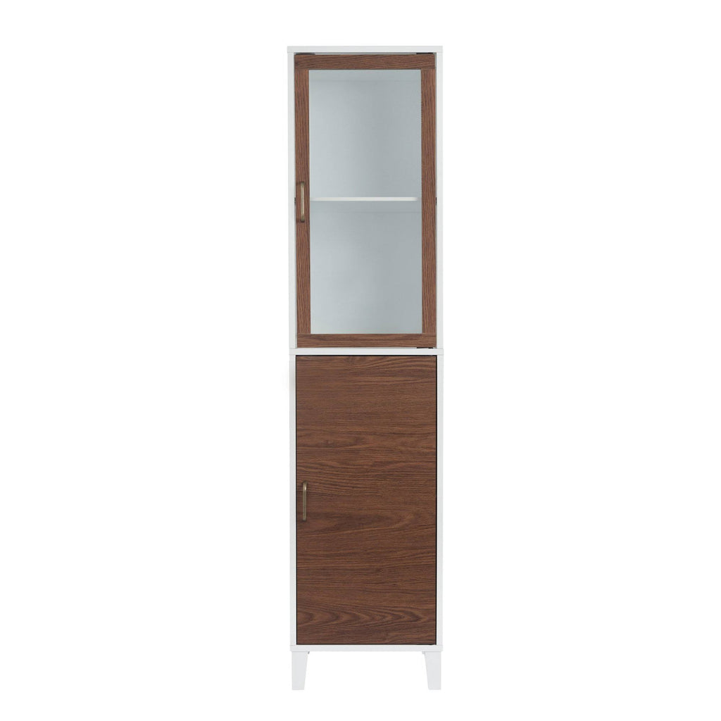 Walnut and White Wooden Linen Tower Cabinet H815251