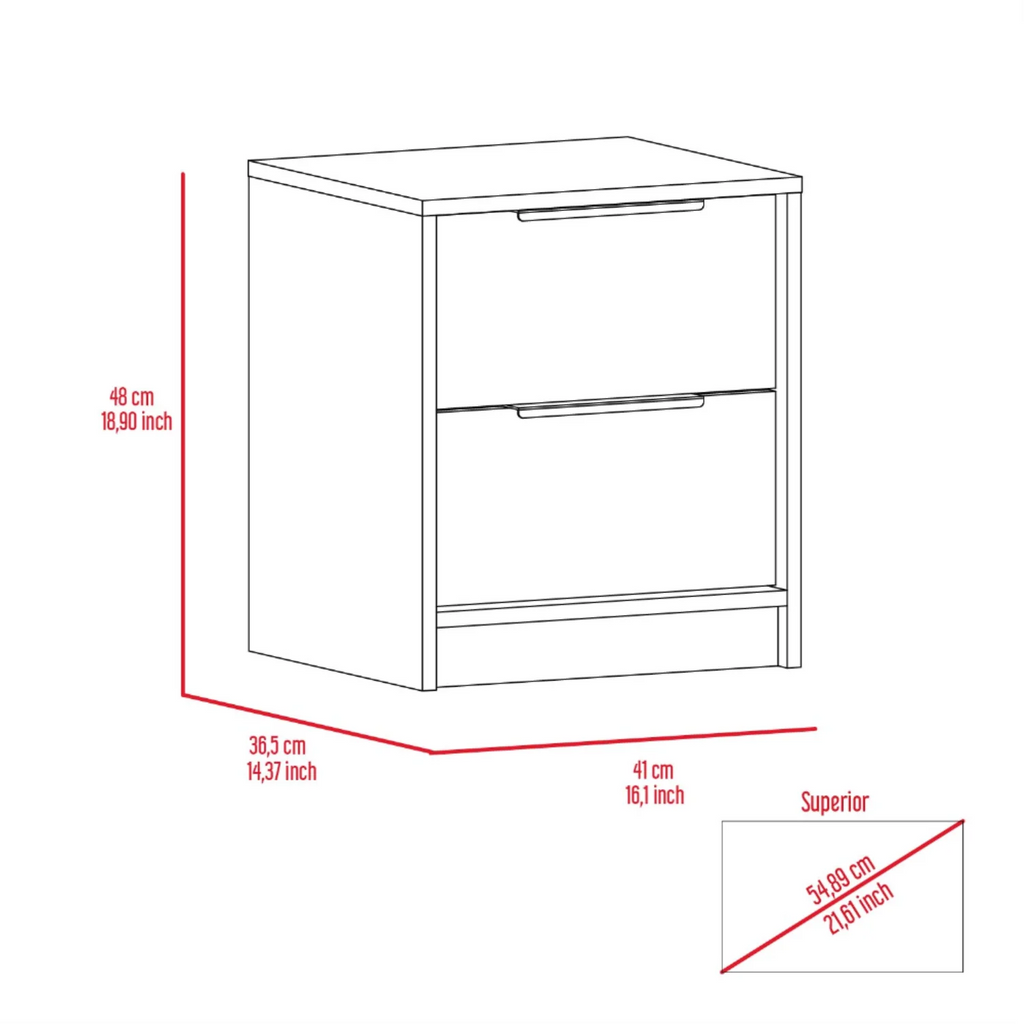 Light Gray 2 Drawer Nightstand with Metal Handles A568195