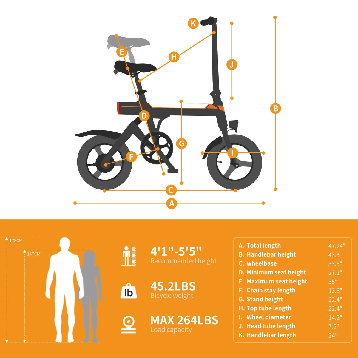 14 Folding Electric Bike with 350W Motor A8133