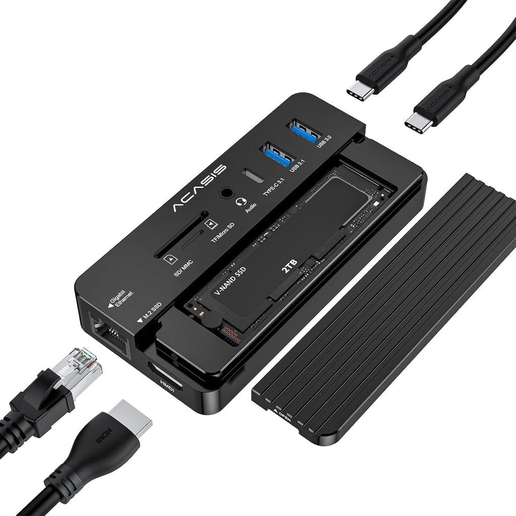 10-in-1 USB-C Docking Station with M.2 NVMe and SATA SSD Enclosure V825574