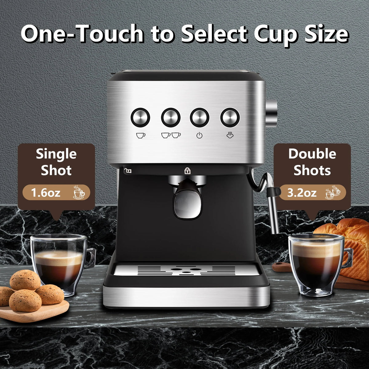 20 Bar Stainless Steel Espresso Machine with Milk Frother U603235