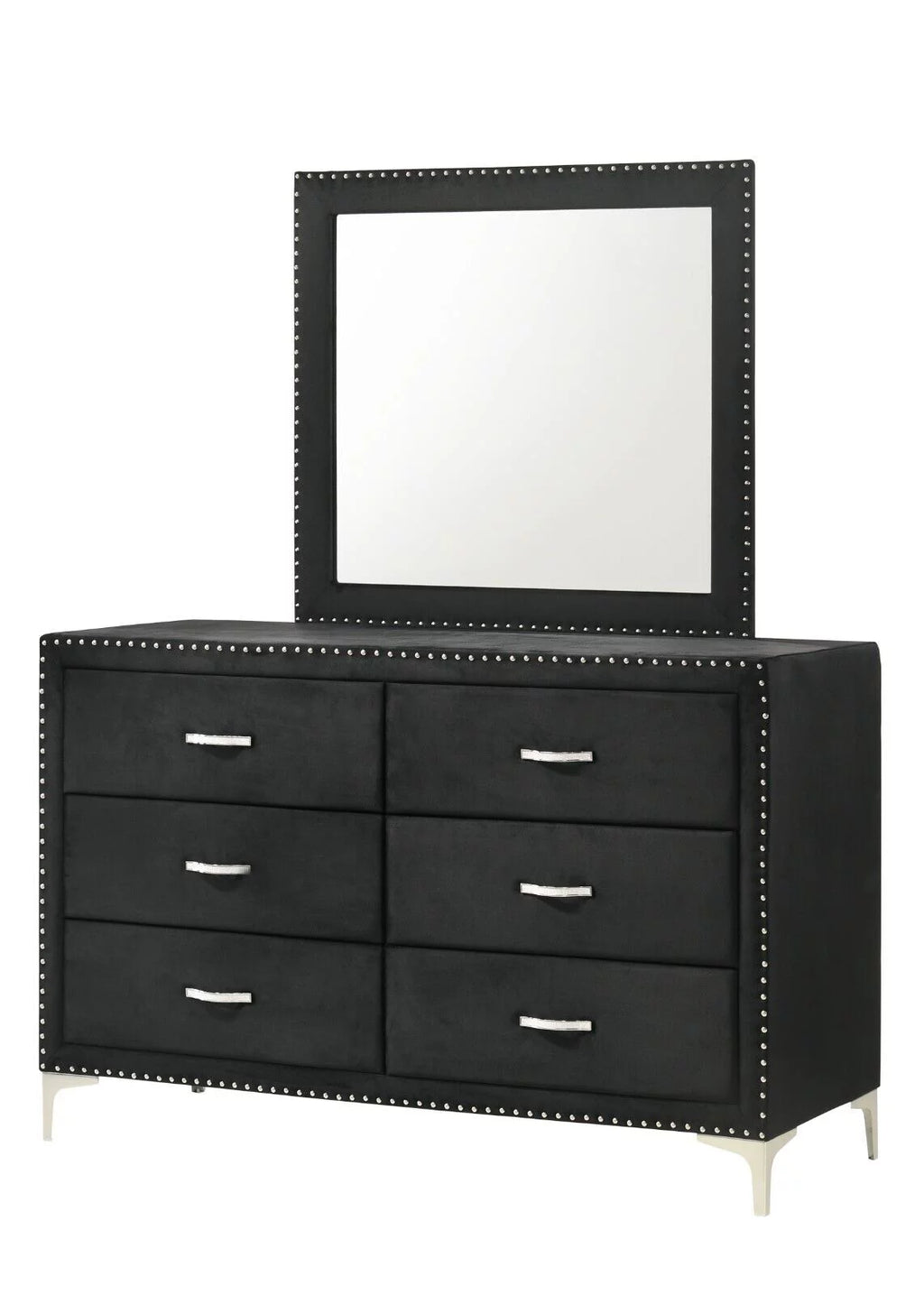4pc Queen Size Black Velvet Bedroom Set J133664