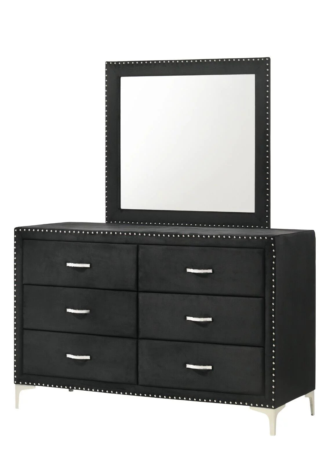 4pc Queen Size Black Velvet Bedroom Set J133664
