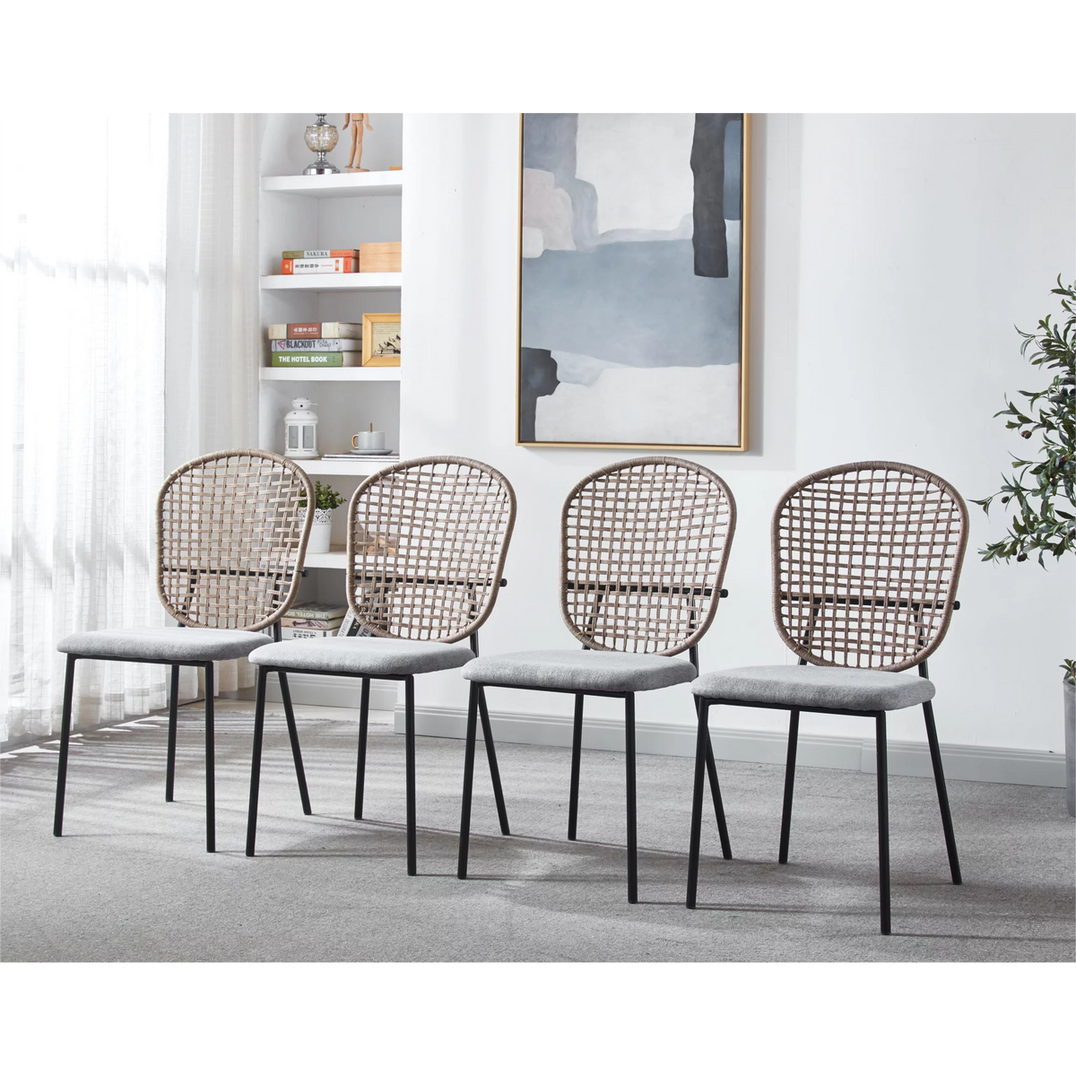 Gray and Black Dining Chairs, Set of 4 U47556