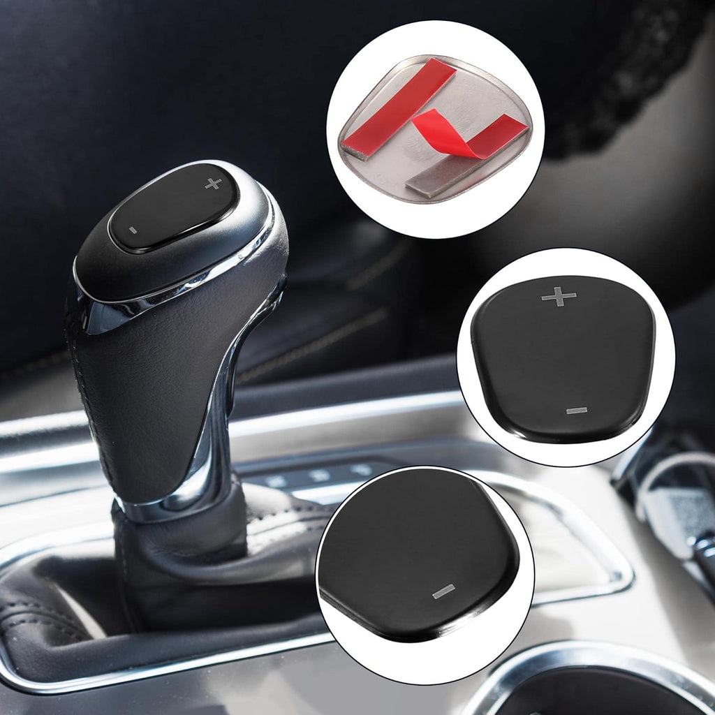 Car Gear Shift Knob Cover Sticker Stainless Steel Black Pack of 2 D7990