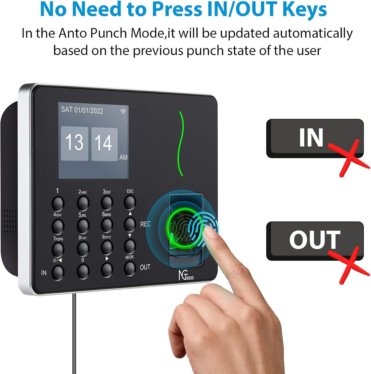 WiFi Biometric Fingerprint Time Clock C5276