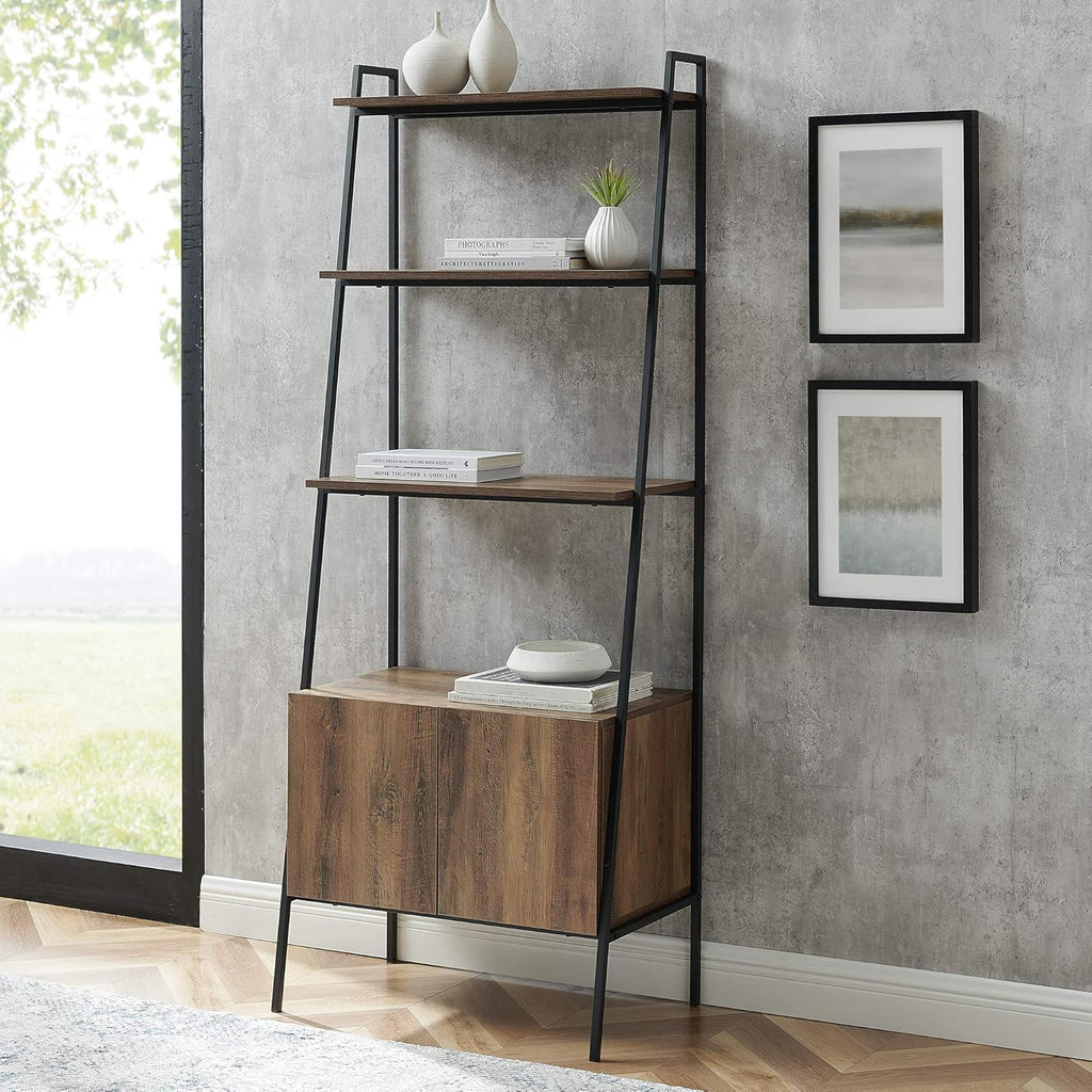 Industrial Metal and Wood Ladder Bookcase C603343