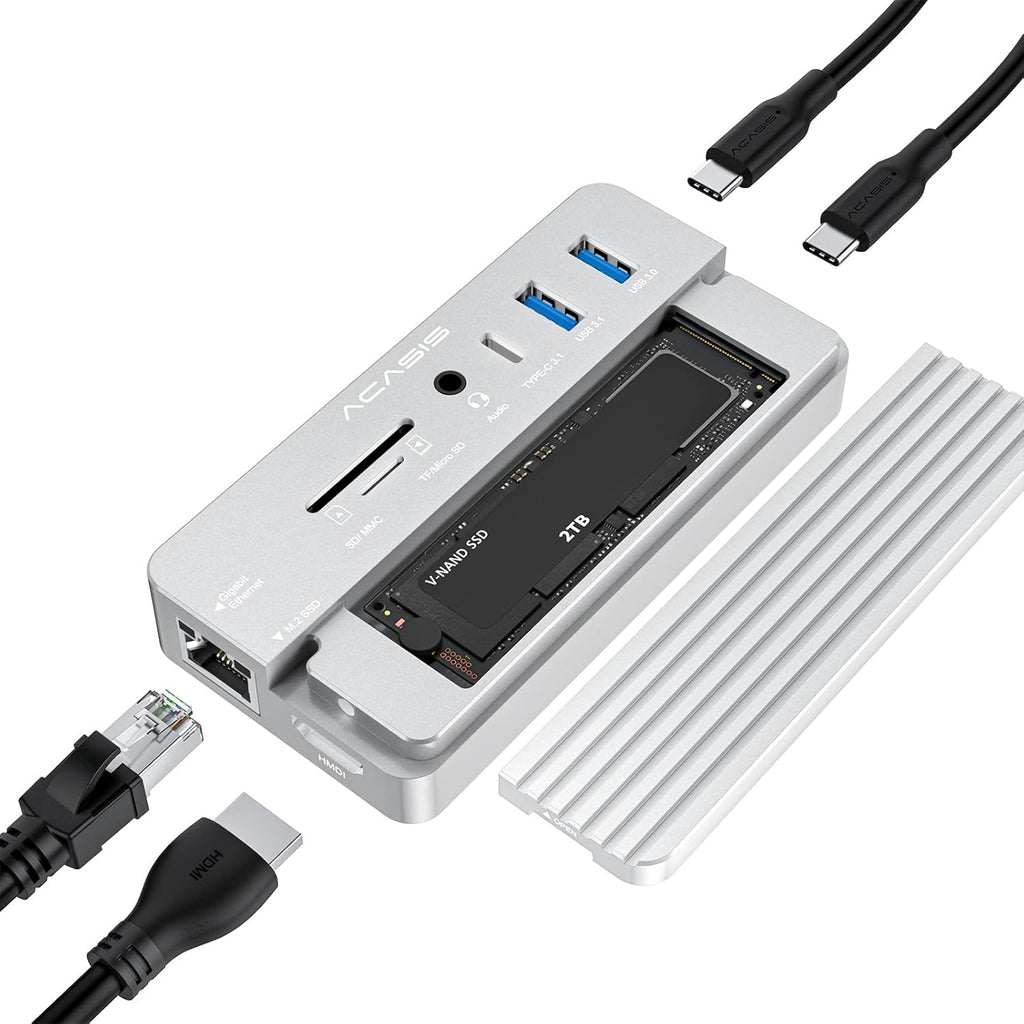 10-in-1 USB-C Docking Station with M.2 NVMe and SATA SSD Enclosure V825574