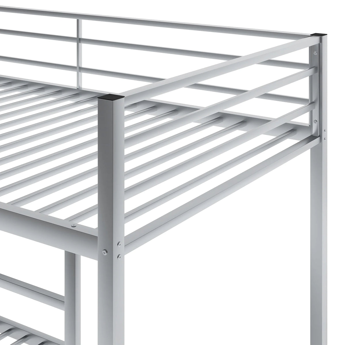 Metal Twin over Twin Low Bunk Bed with Ladder and Safety Guardrails H62058