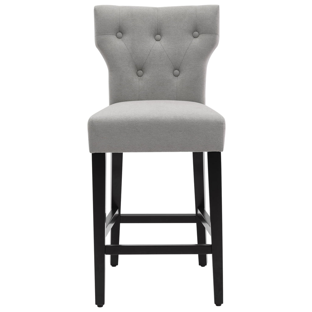 Gray Set of 2 Wood and Fabric Bar Stool S7612