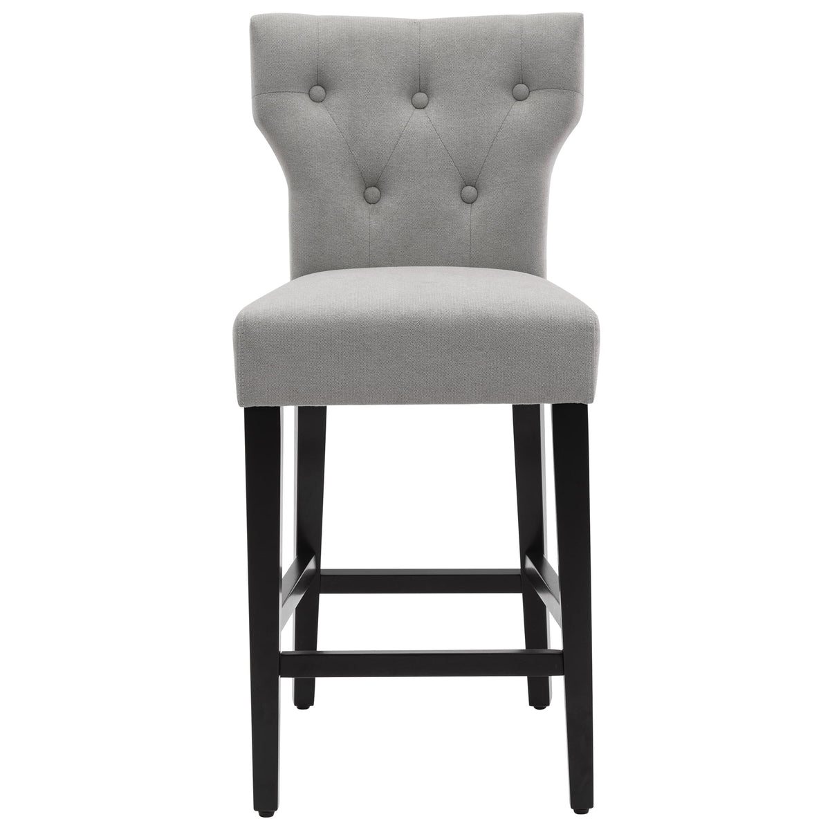 Gray Set of 2 Wood and Fabric Bar Stool S7612