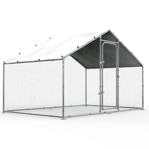Large Metal Walk-in Chicken Coop with Waterproof Cover W917173