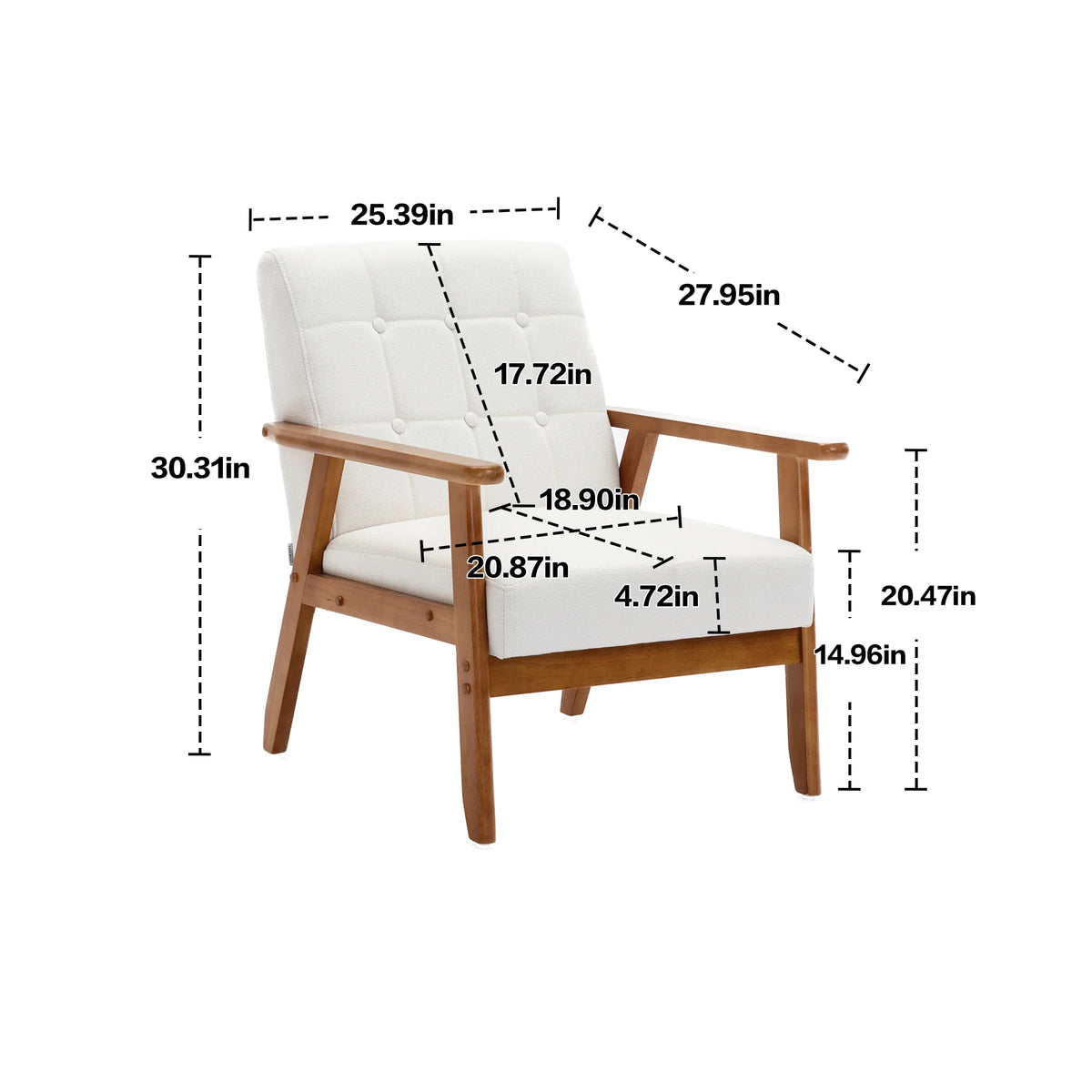 Beige Solid Wood Accent Chair U211