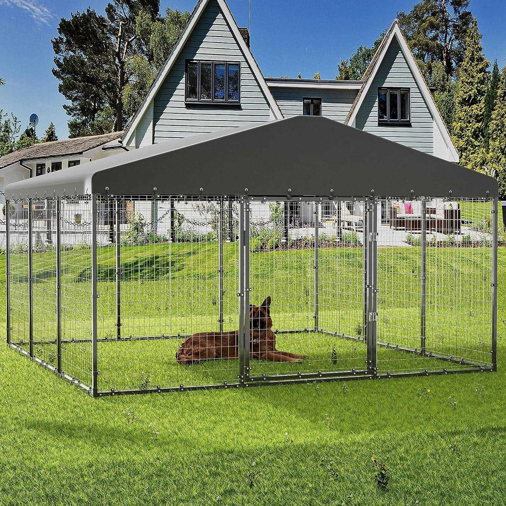 Large Heavy Duty Galvanized Steel Outdoor Dog Kennel with Roof S58051