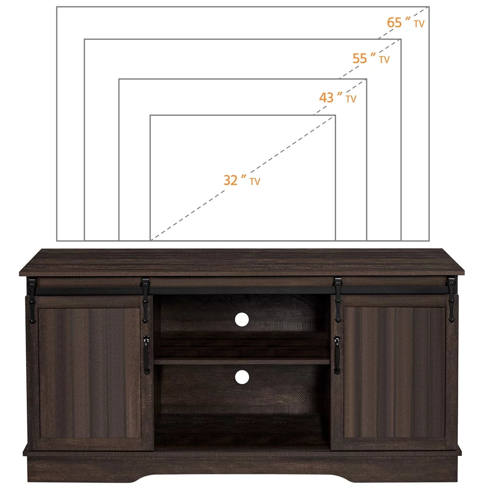 Modern TV Stand with Storage Shelves up to 65 Inch Rustic Brown J681995