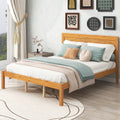 Queen Oak Platform Bed Frame with Headboard O656548