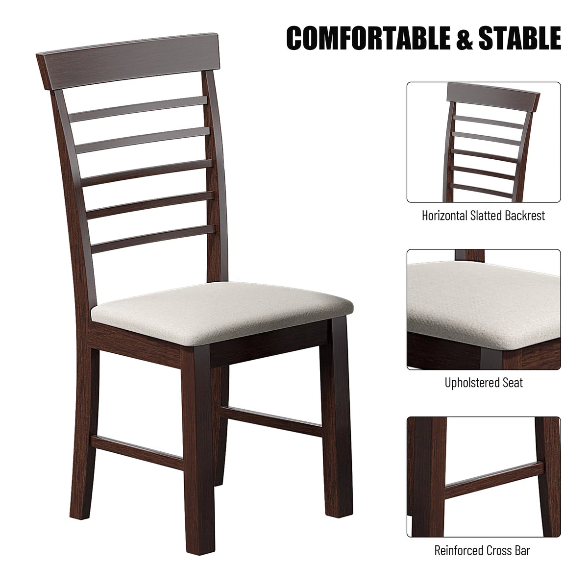 Extendable Drop Leaf Dining Table Set with 4 Upholstered Chairs I839090