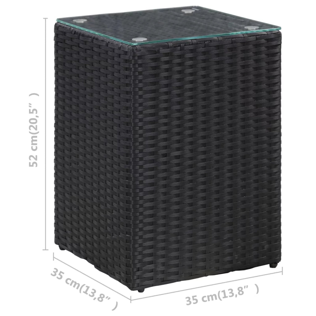 Black Glass Poly Rattan Side Table Z7500