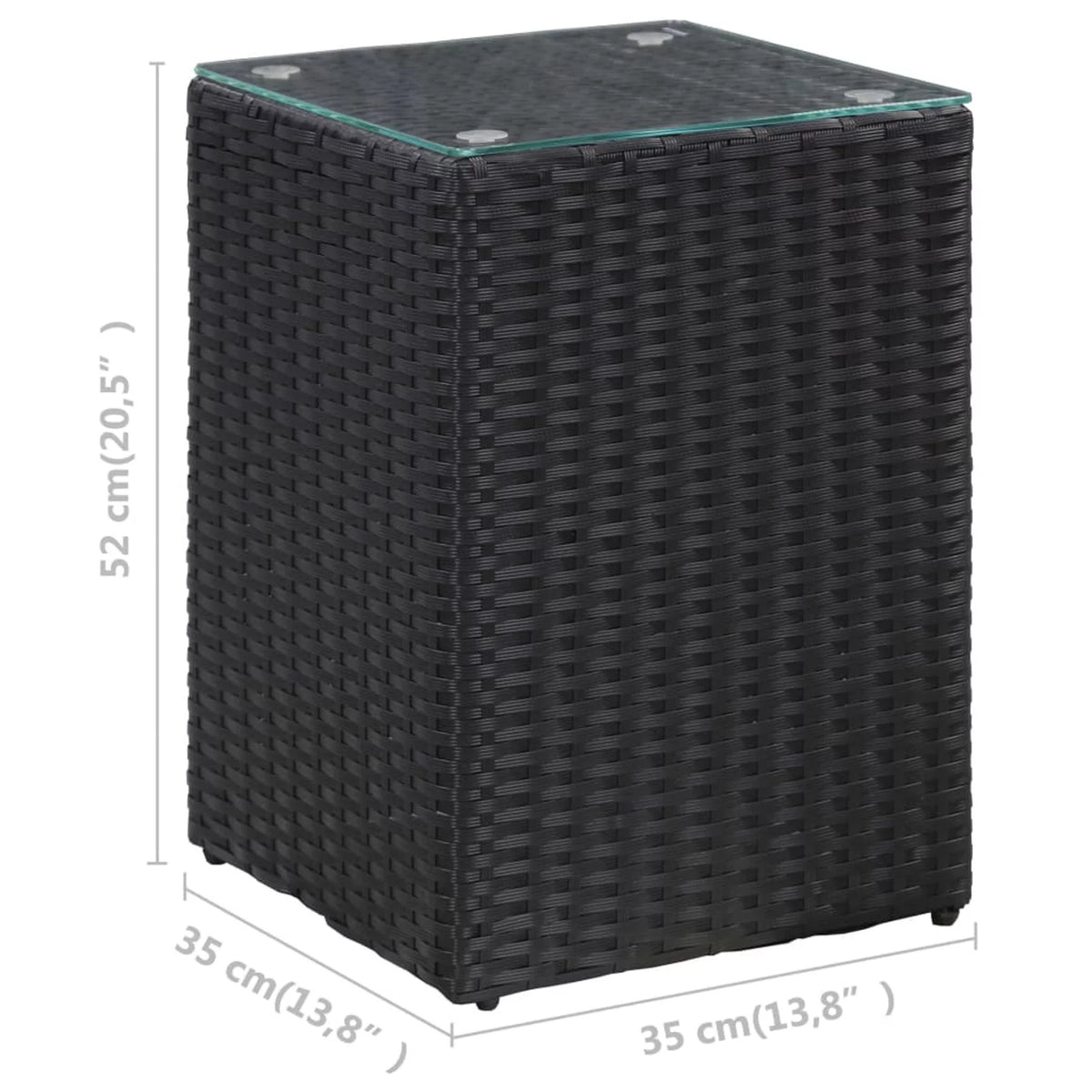 Black Glass Poly Rattan Side Table Z7500