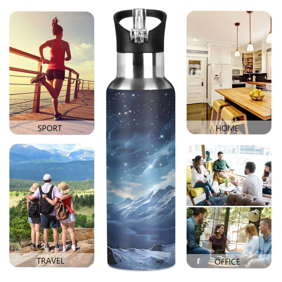 Stainless Steel Insulated Water Bottle with Straw Lid D69364