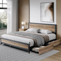 King 4 Drawer Gray Metal Platform Bed H6762