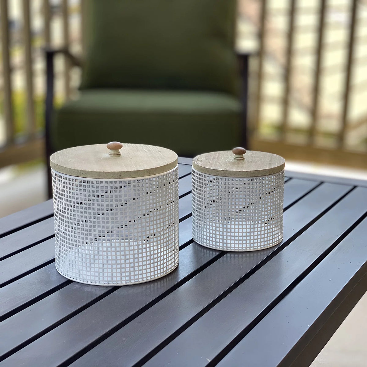 Iron Mesh Decorative Canisters 2 Piece Set D8699