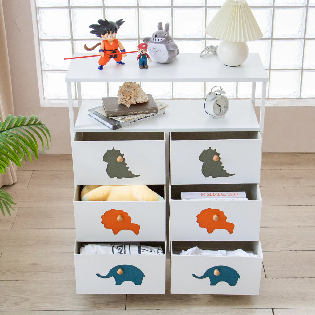 White 6 Drawer Kids Dresser with Shelf K177819