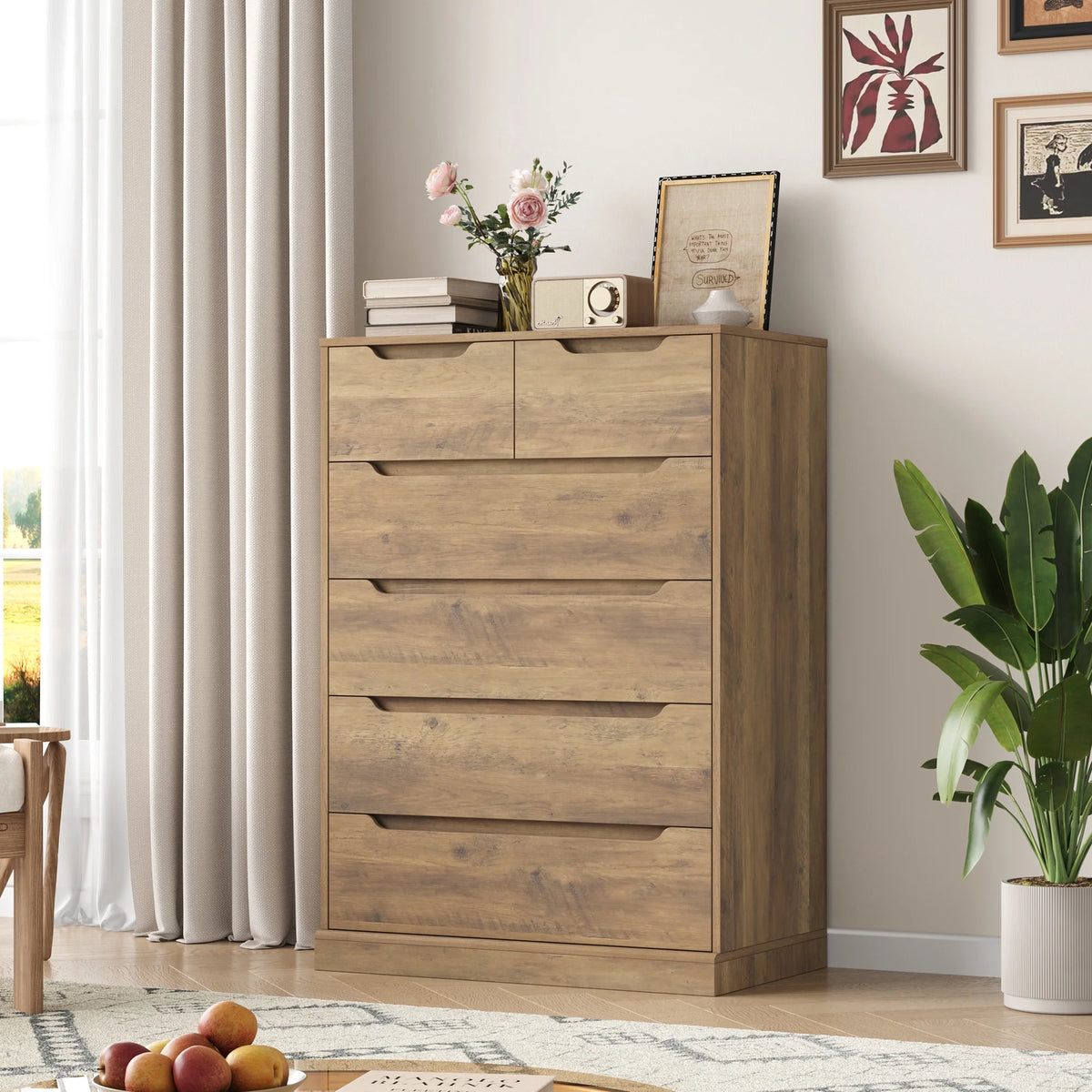 White 6 Drawer Wood Dresser Y33672