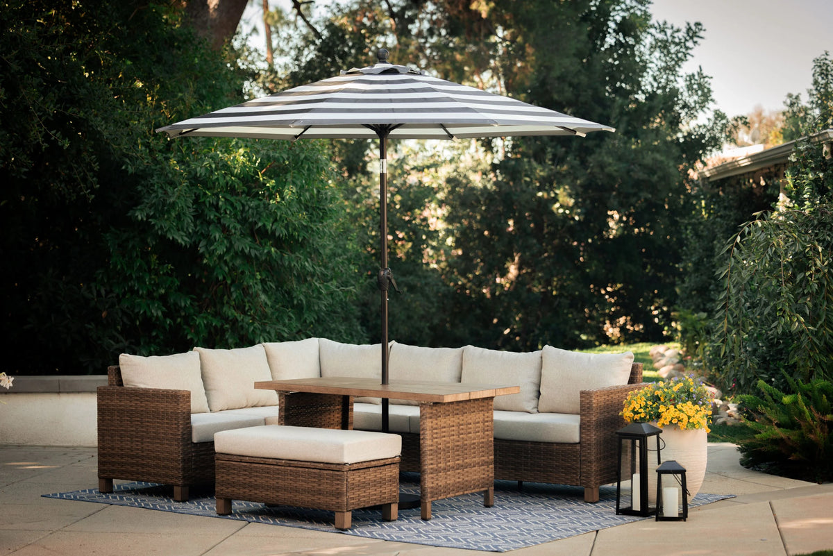 4 Piece Wicker Outdoor Patio Sectional Dining Set Q372289