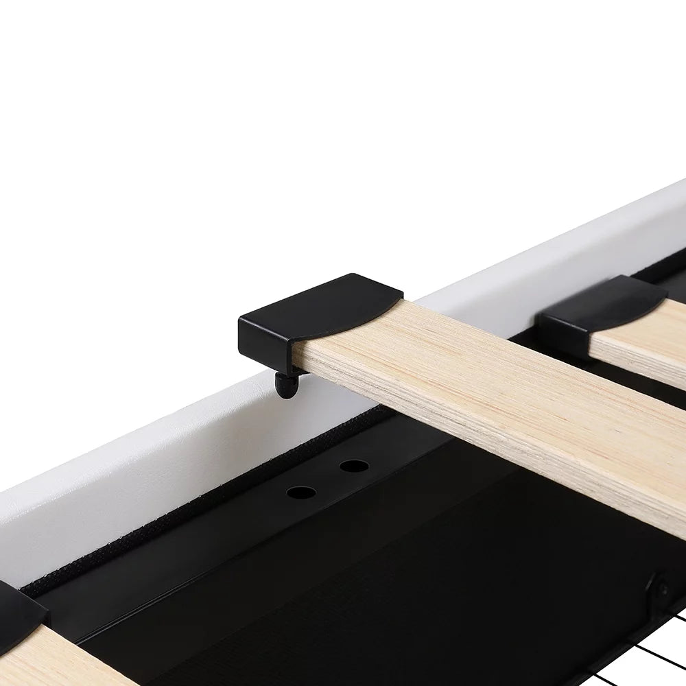 King LED Bed Frame with 4 Storage Drawer White Y47902