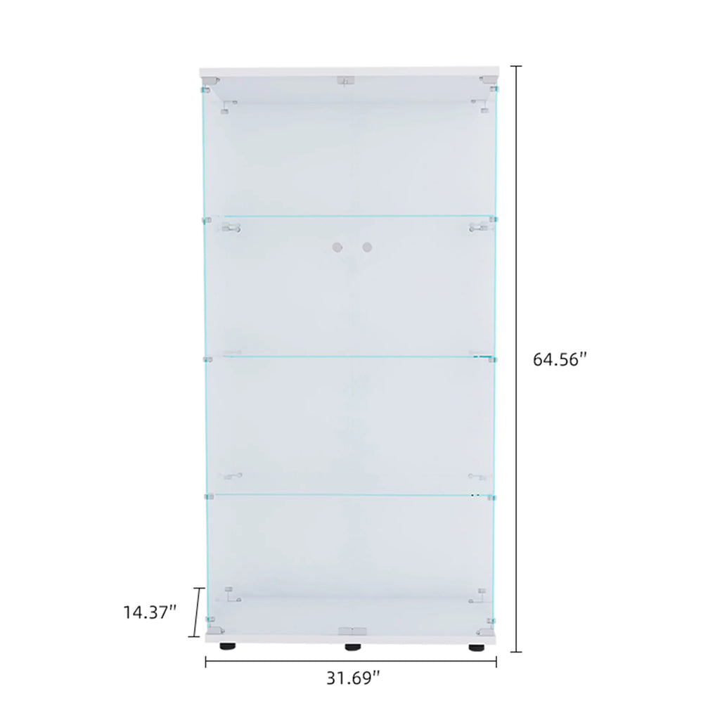 White Two Door Glass Cabinet with 4 Shelves U12612