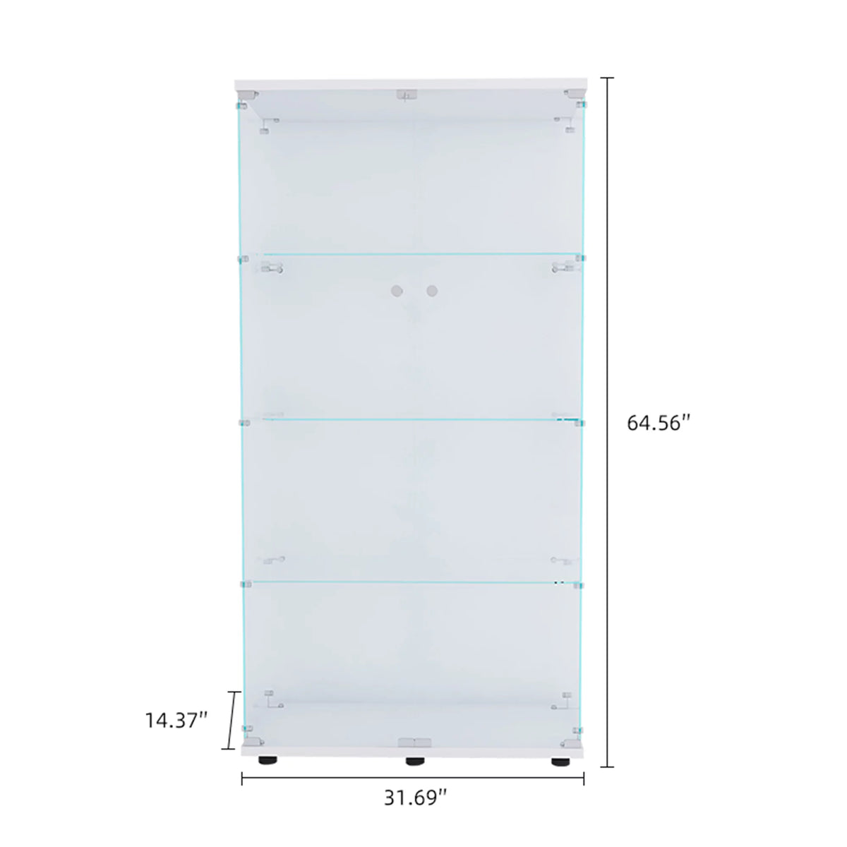 White Two Door Glass Cabinet with 4 Shelves U12612