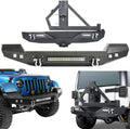 Front and Rear Bumpers with Tire Carrier & LED Light Bar & Hitch Receiver N52559