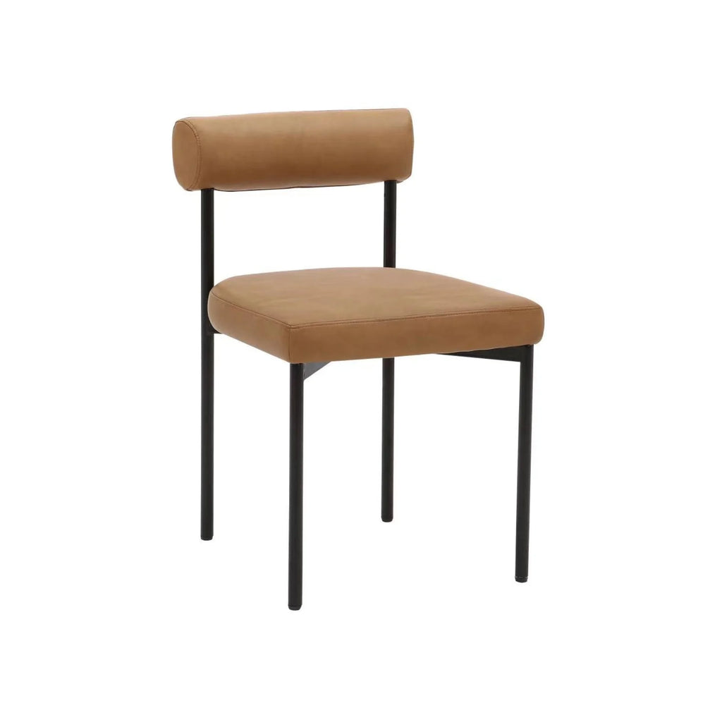 Brown Vegan Leather Dining Chair with Metal Legs Q134791