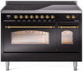 48 Induction Range with Electric Oven in Black with Brass Trim S295
